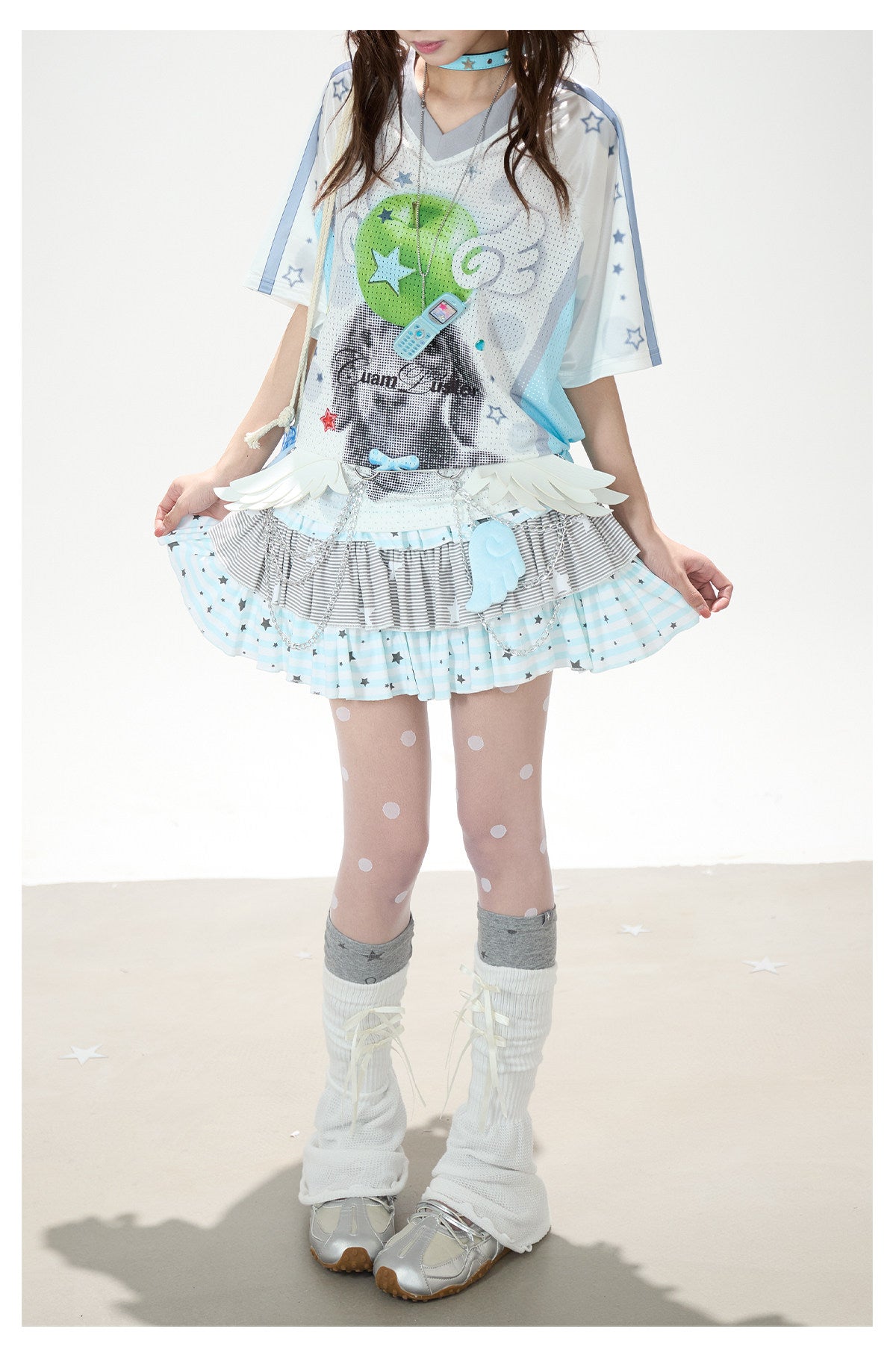 Angel Fruit Mesh Tee & Pink Camo Cargo Shorts