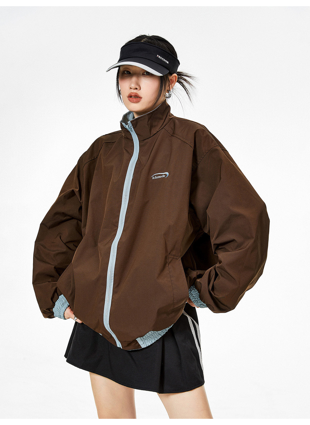 Reversible Nylon Stadium Jacket — 3-Stripe Embroidery
