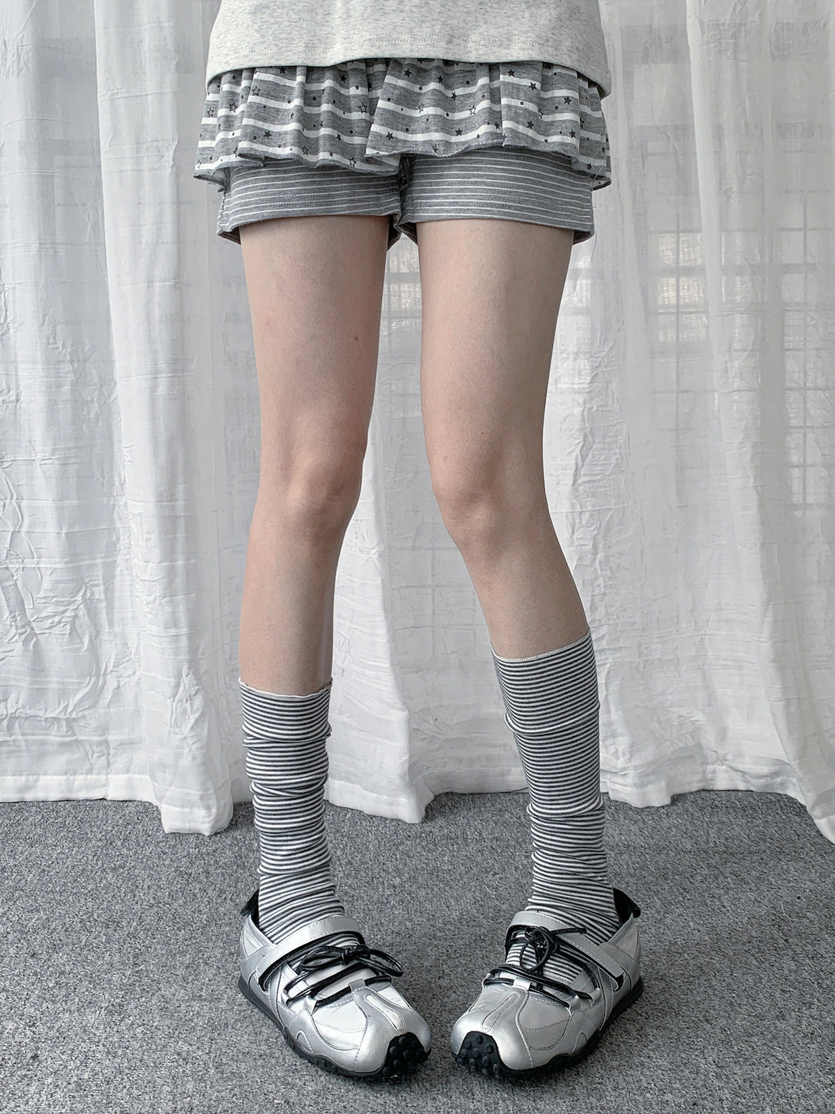 Fine Stripe Slouch Leg Warmers
