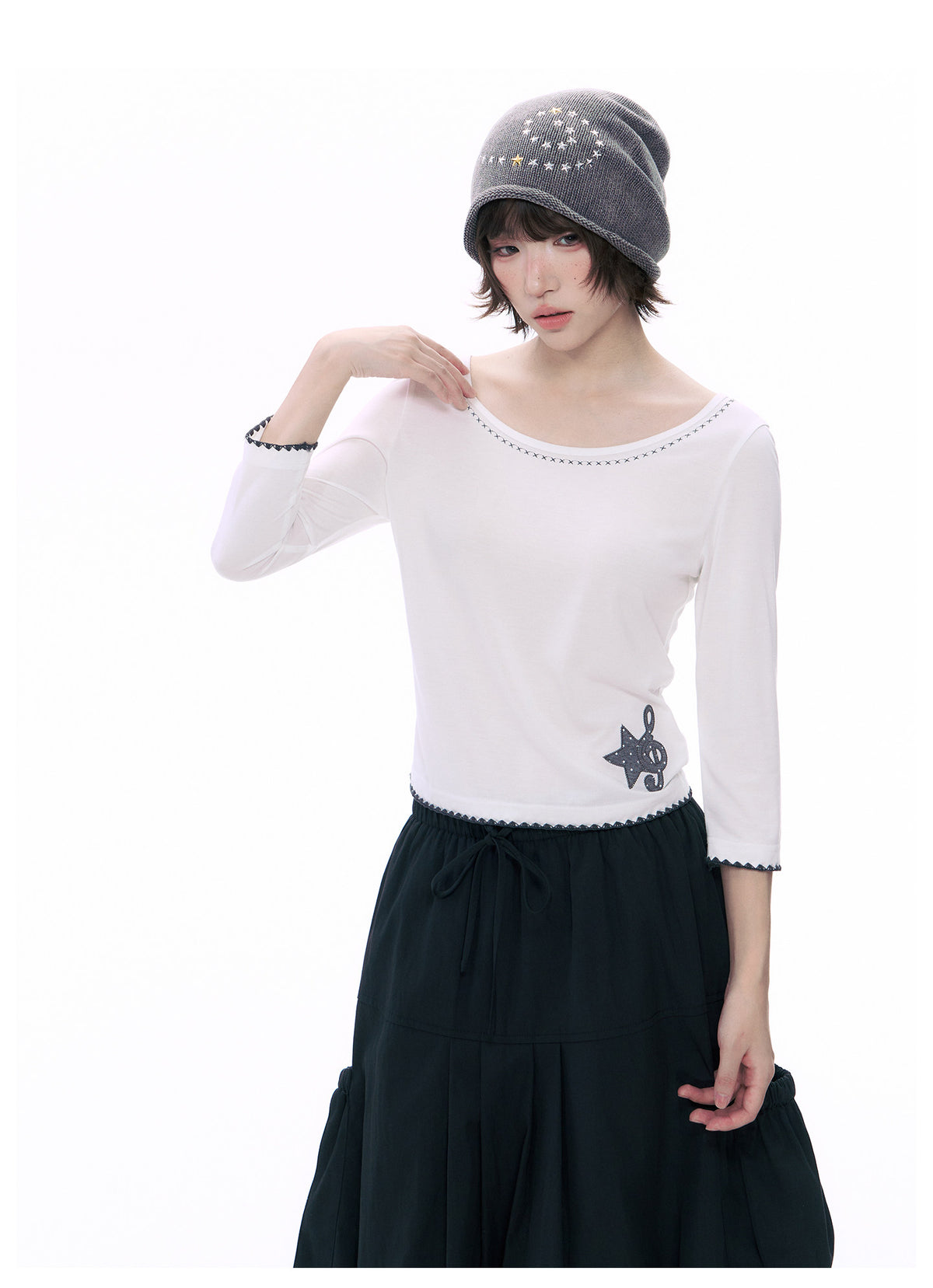 Music Star Back-Tie 3/4 Sleeve Top