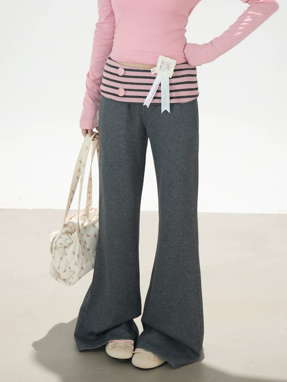 Striped Waist Flare Sweatpants