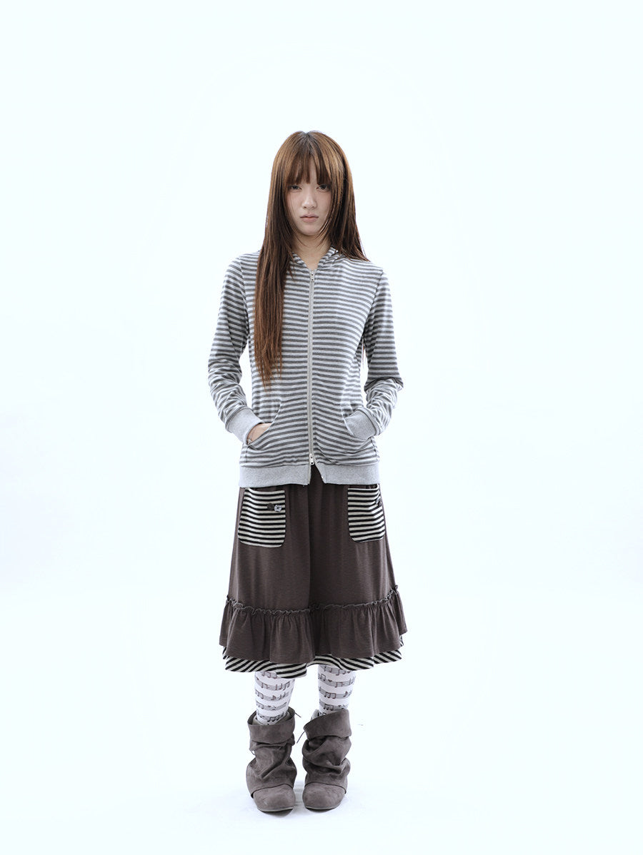 Heather Stripe Zip-Up Hoodie