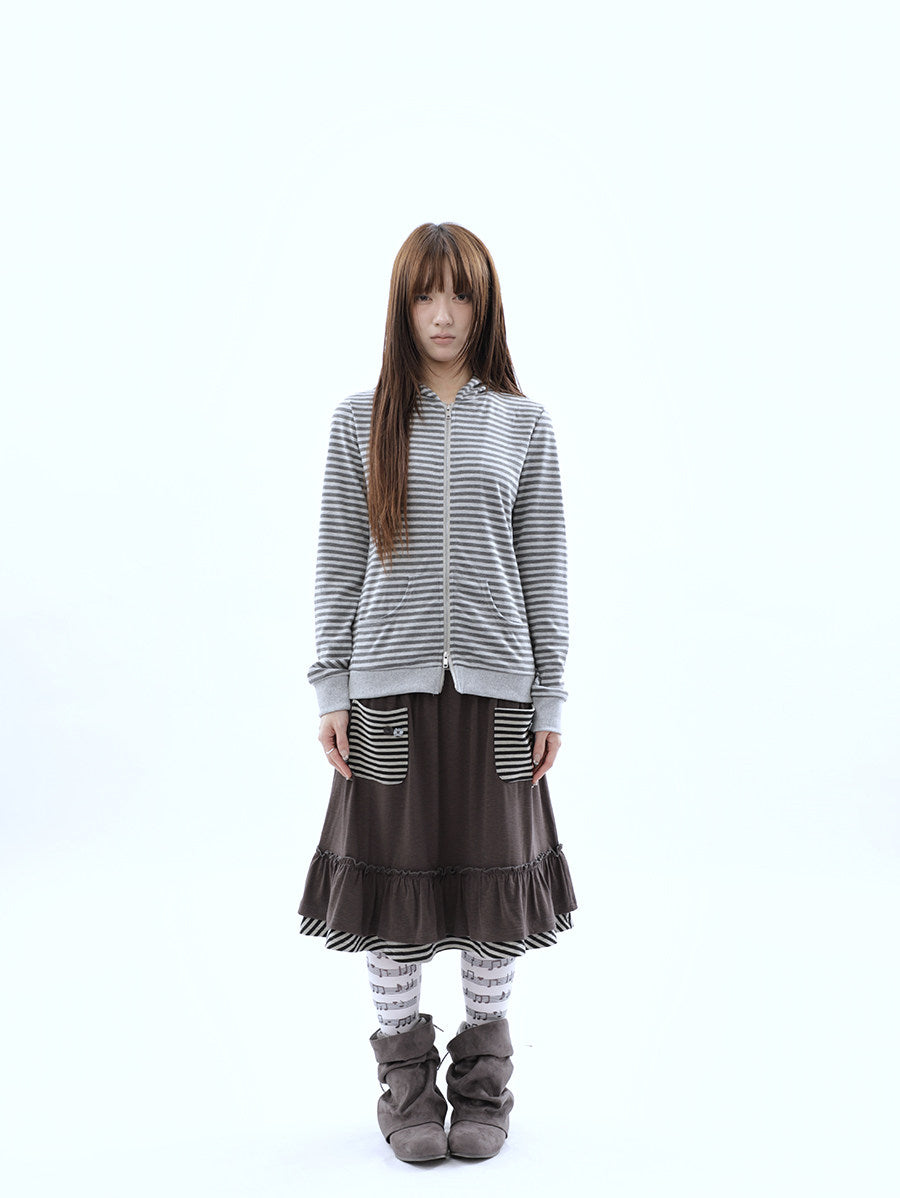 Heather Stripe Zip-Up Hoodie