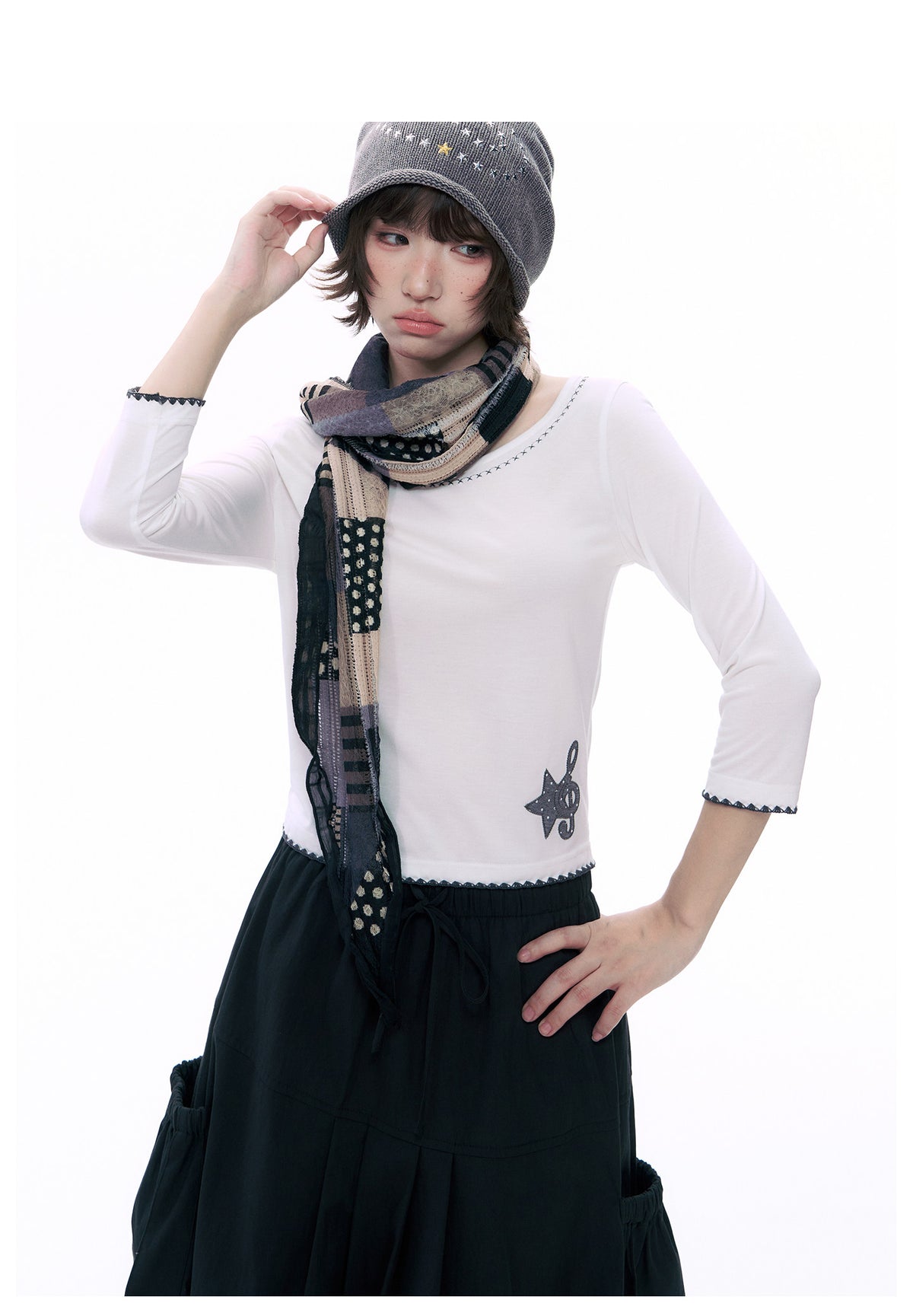 Music Star Back-Tie 3/4 Sleeve Top