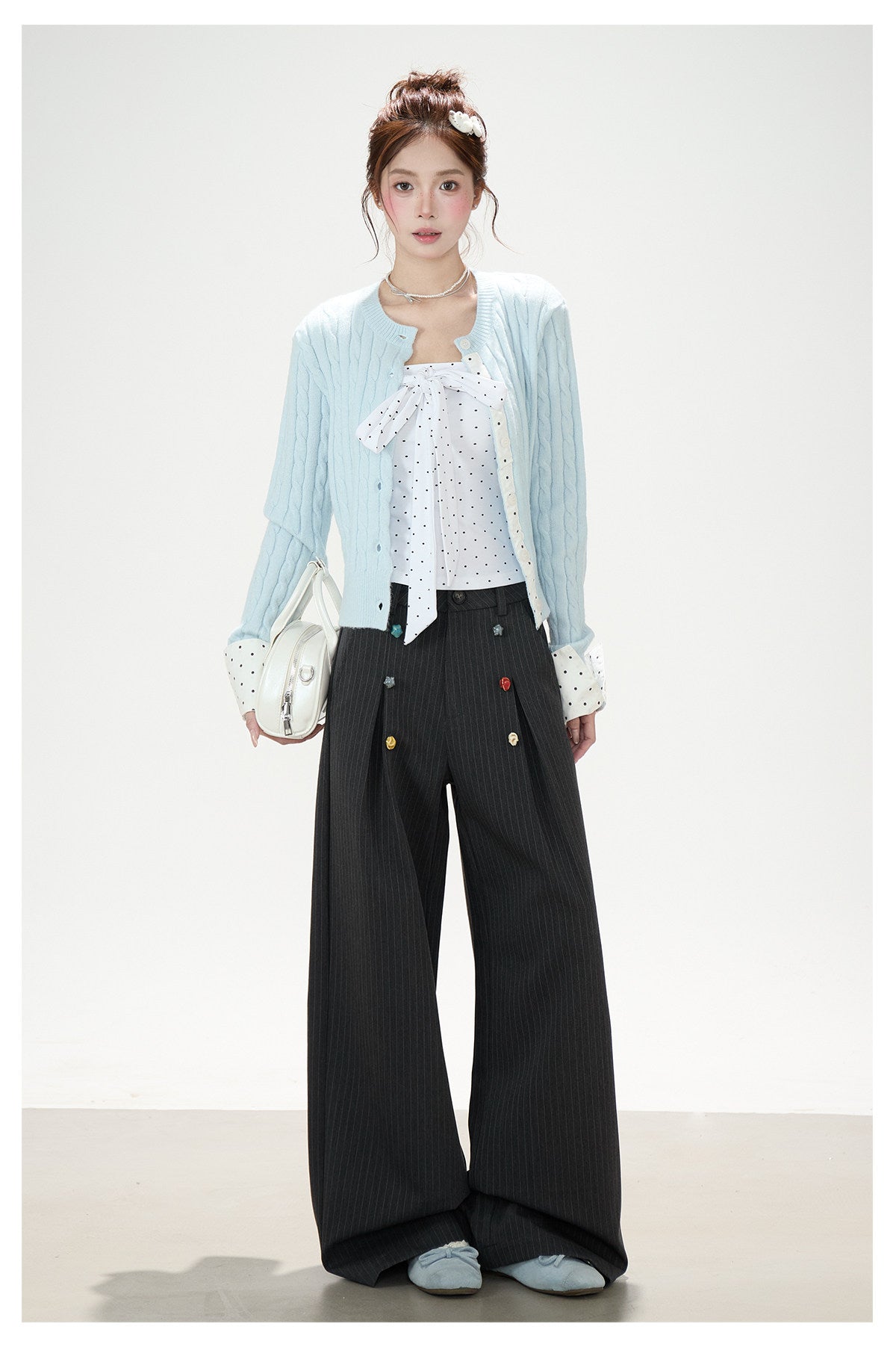 Pinstripe Charm Wide-Leg Trousers