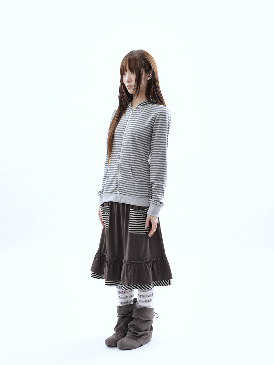 Heather Stripe Zip-Up Hoodie