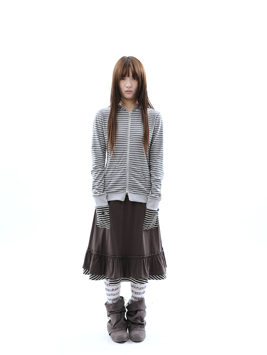 Heather Stripe Zip-Up Hoodie