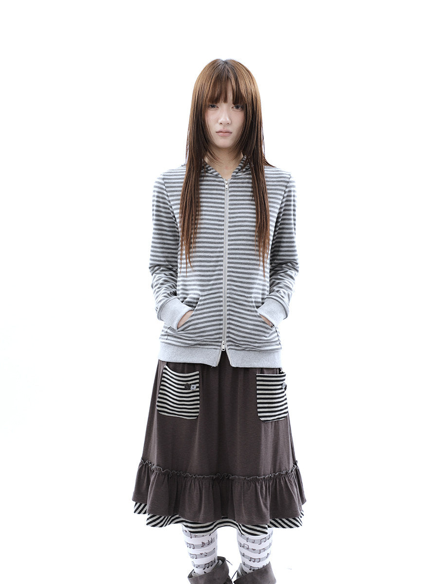 Heather Stripe Zip-Up Hoodie