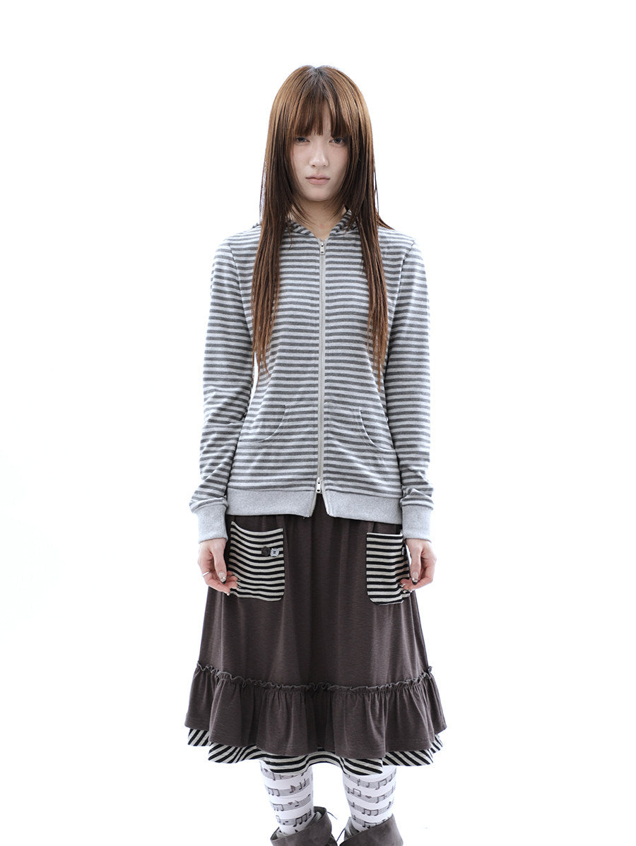 Heather Stripe Zip-Up Hoodie