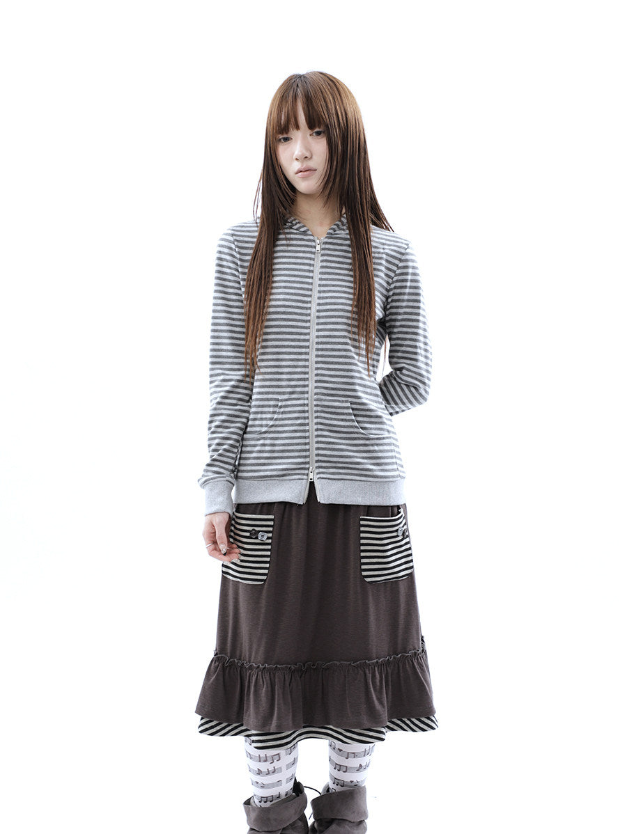 Heather Stripe Zip-Up Hoodie