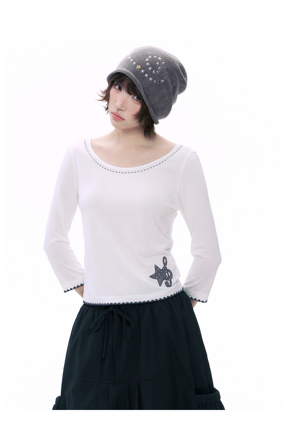 Music Star Back-Tie 3/4 Sleeve Top