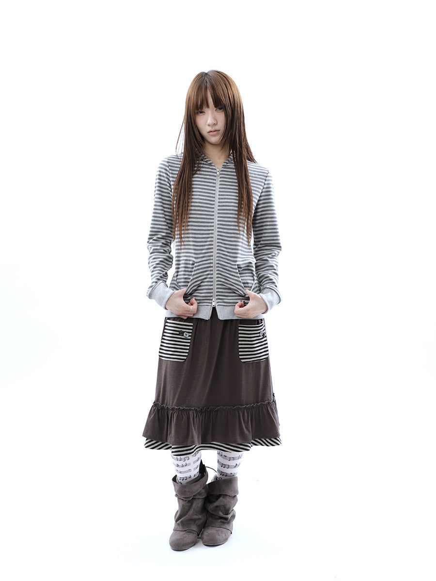 Heather Stripe Zip-Up Hoodie