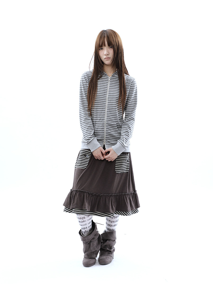 Heather Stripe Zip-Up Hoodie