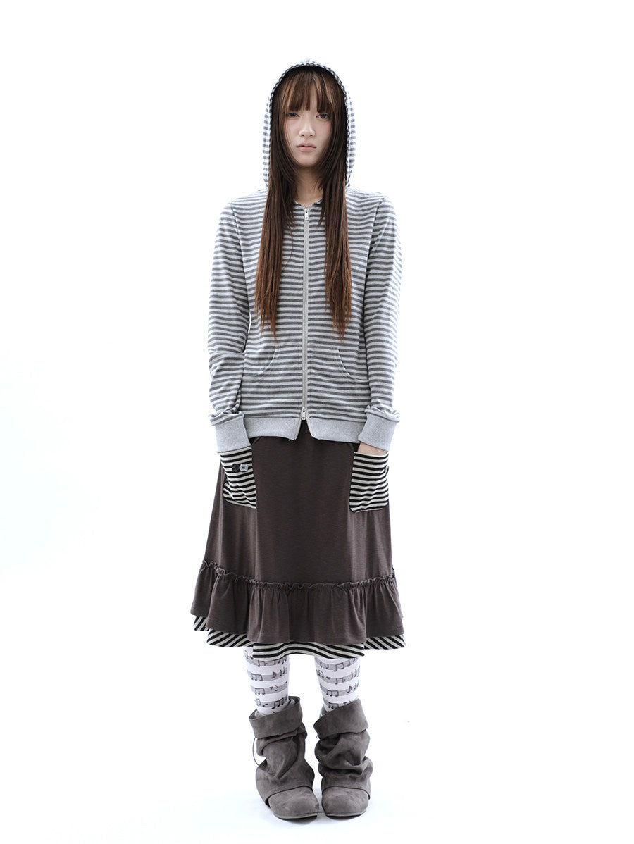 Heather Stripe Zip-Up Hoodie