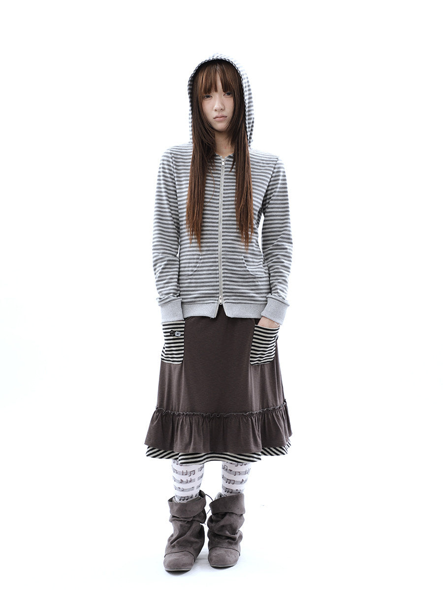 Heather Stripe Zip-Up Hoodie