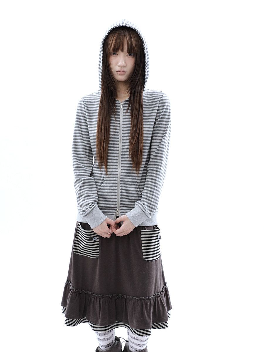 Heather Stripe Zip-Up Hoodie