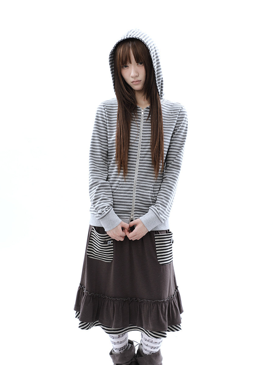 Heather Stripe Zip-Up Hoodie