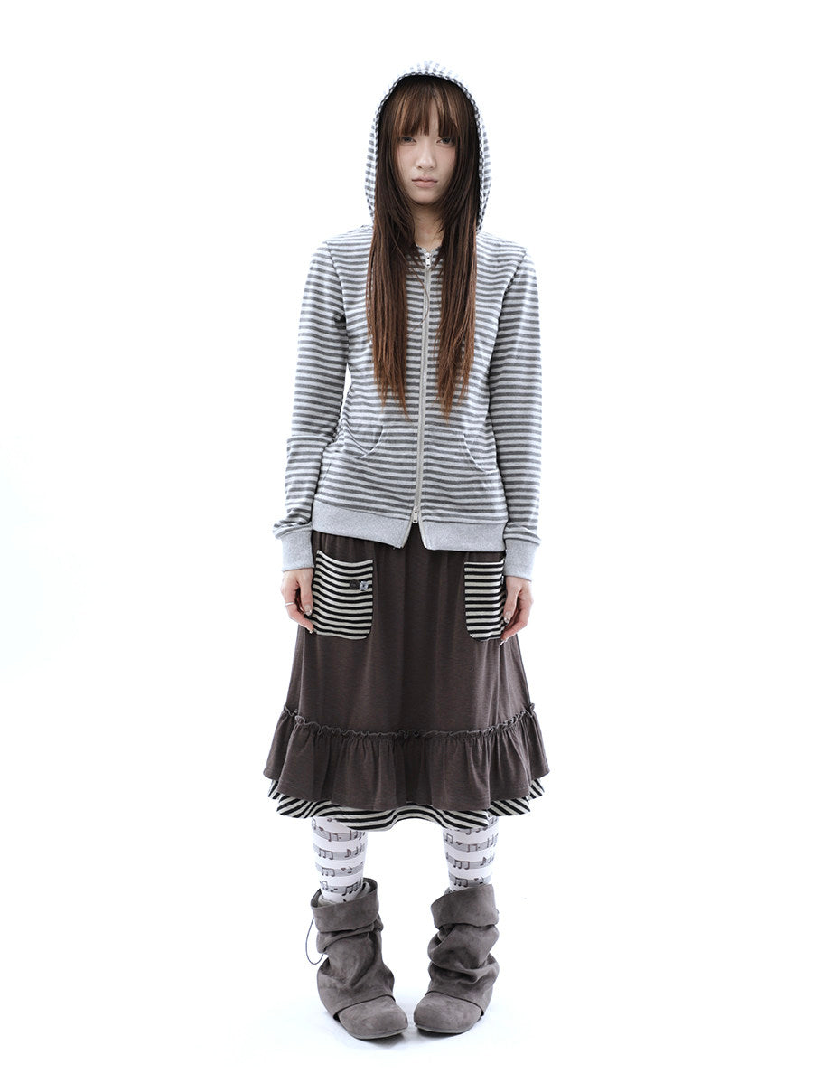 Heather Stripe Zip-Up Hoodie