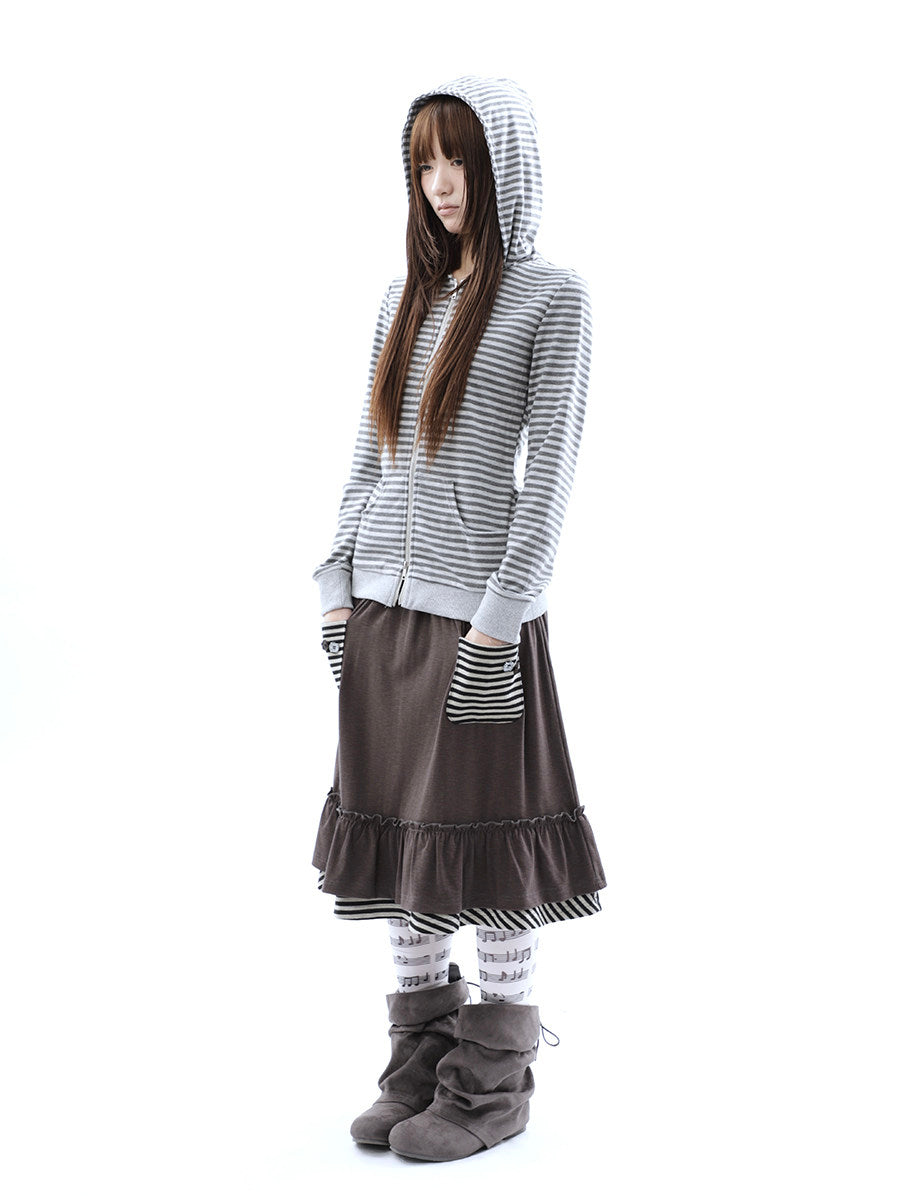Heather Stripe Zip-Up Hoodie