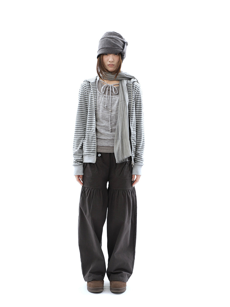 Heather Stripe Zip-Up Hoodie