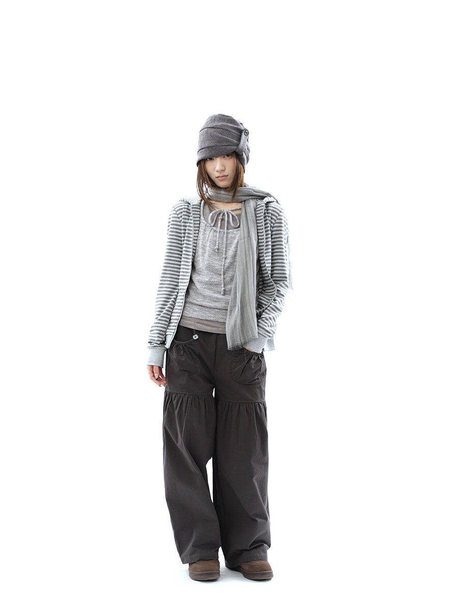 Heather Stripe Zip-Up Hoodie