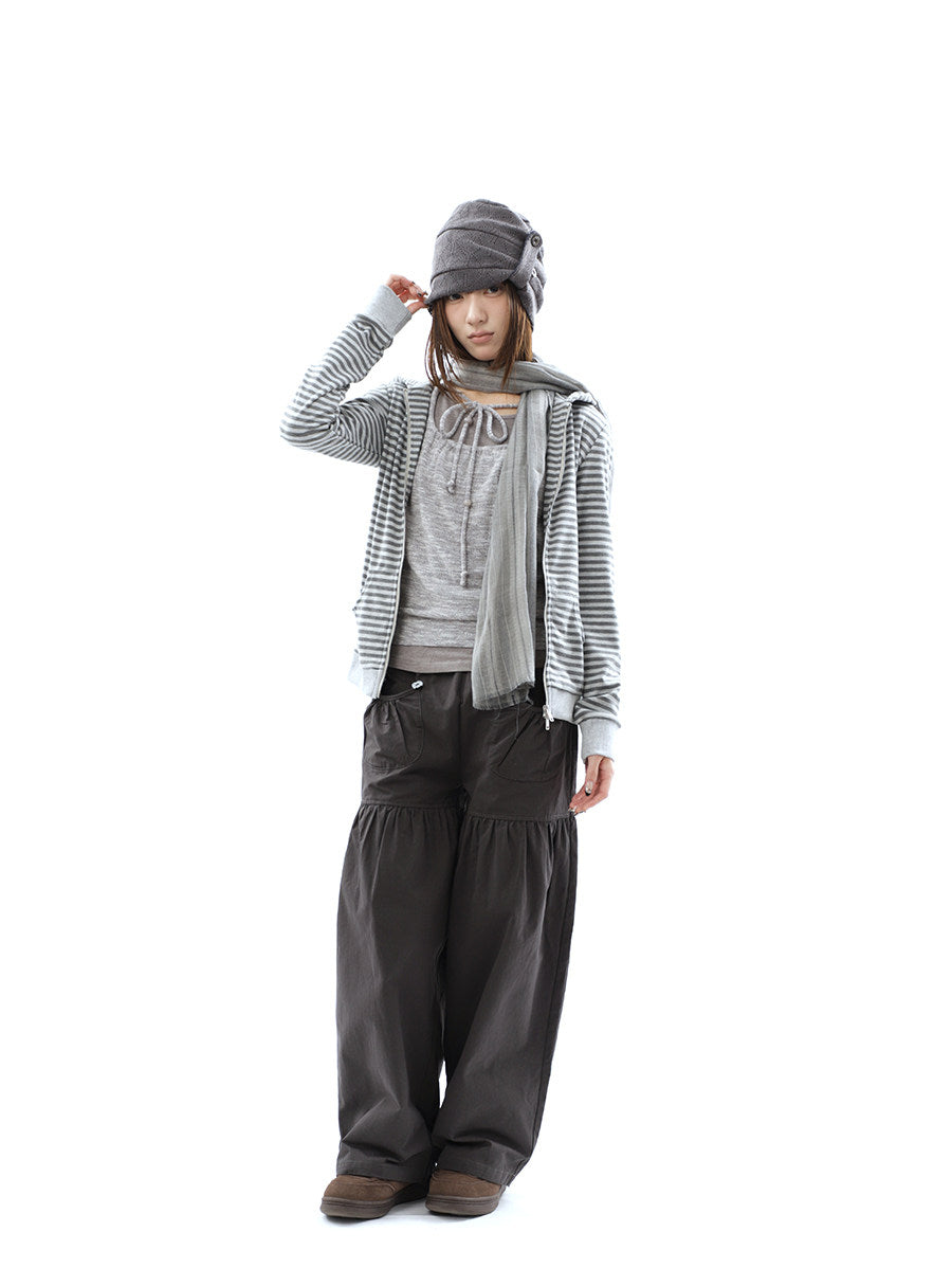 Heather Stripe Zip-Up Hoodie