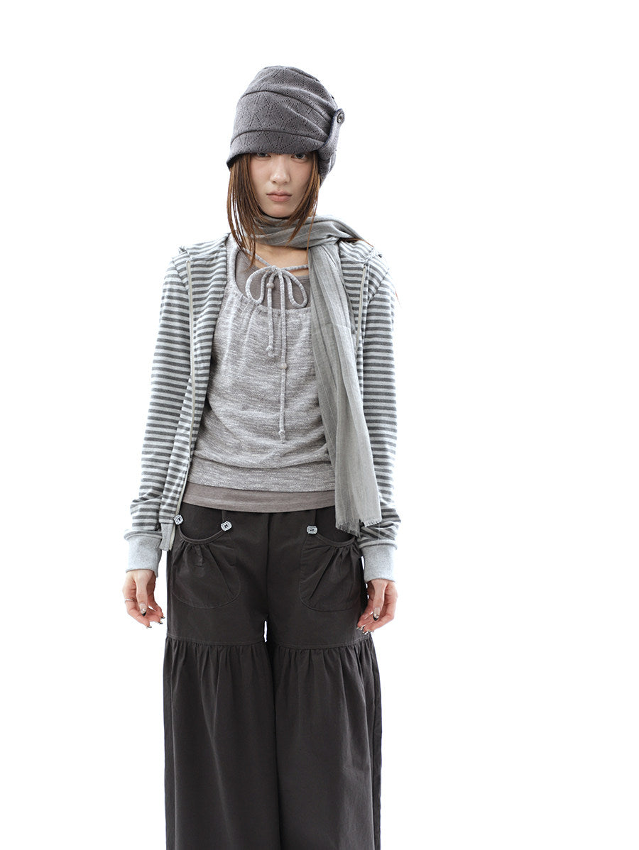 Heather Stripe Zip-Up Hoodie