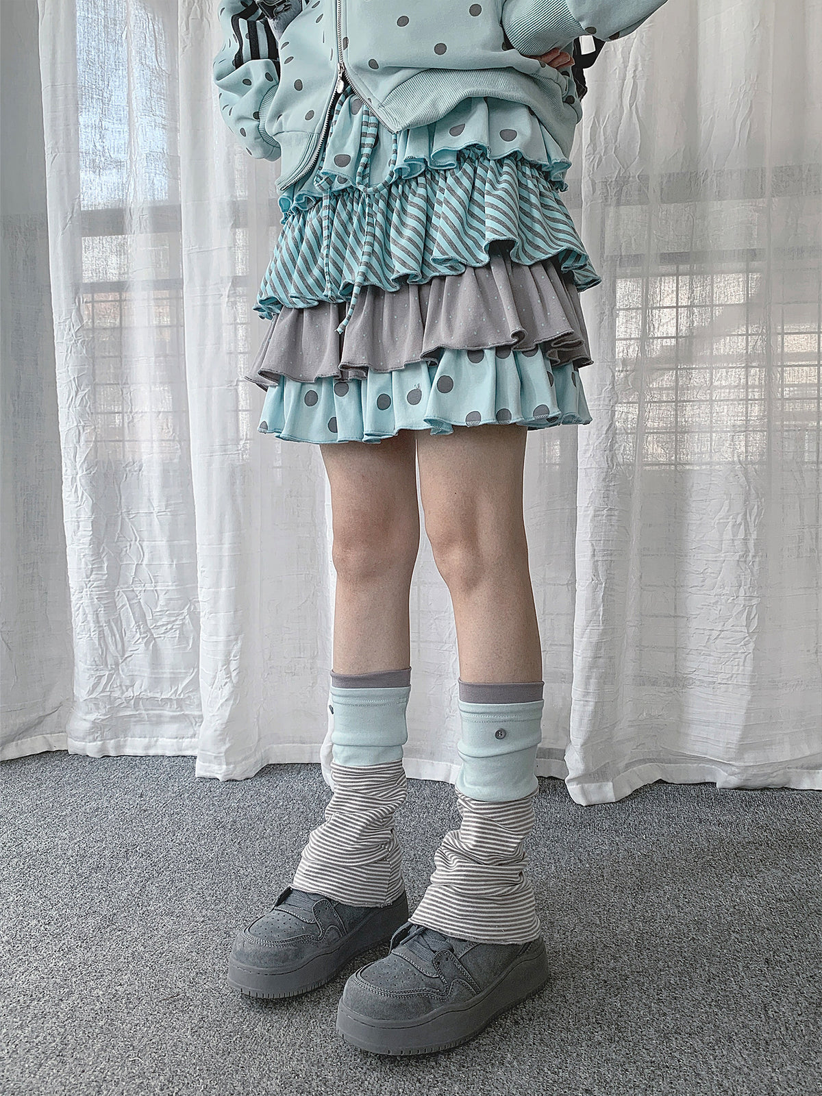 Mint Patchwork Slouch Leg Warmers