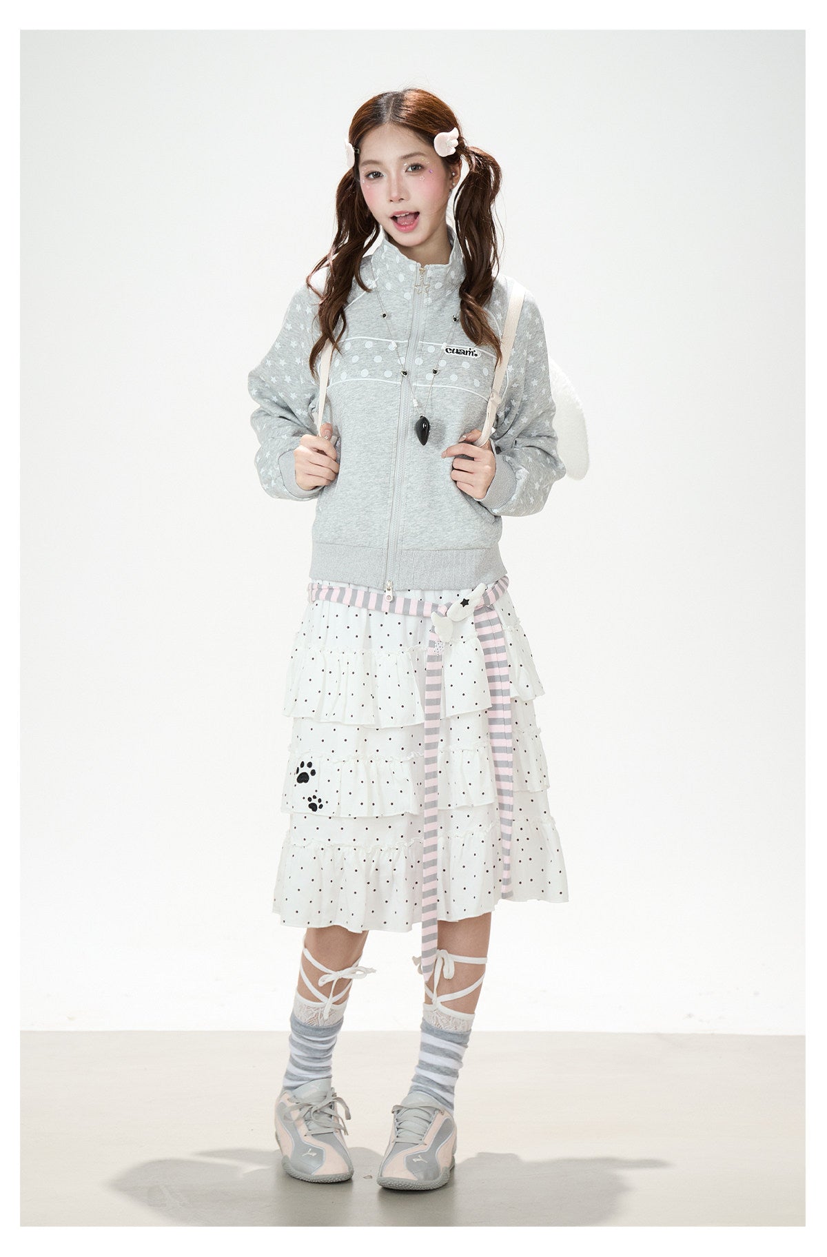 Polka-Dot Star Zip-Up Sweatshirt Jacket