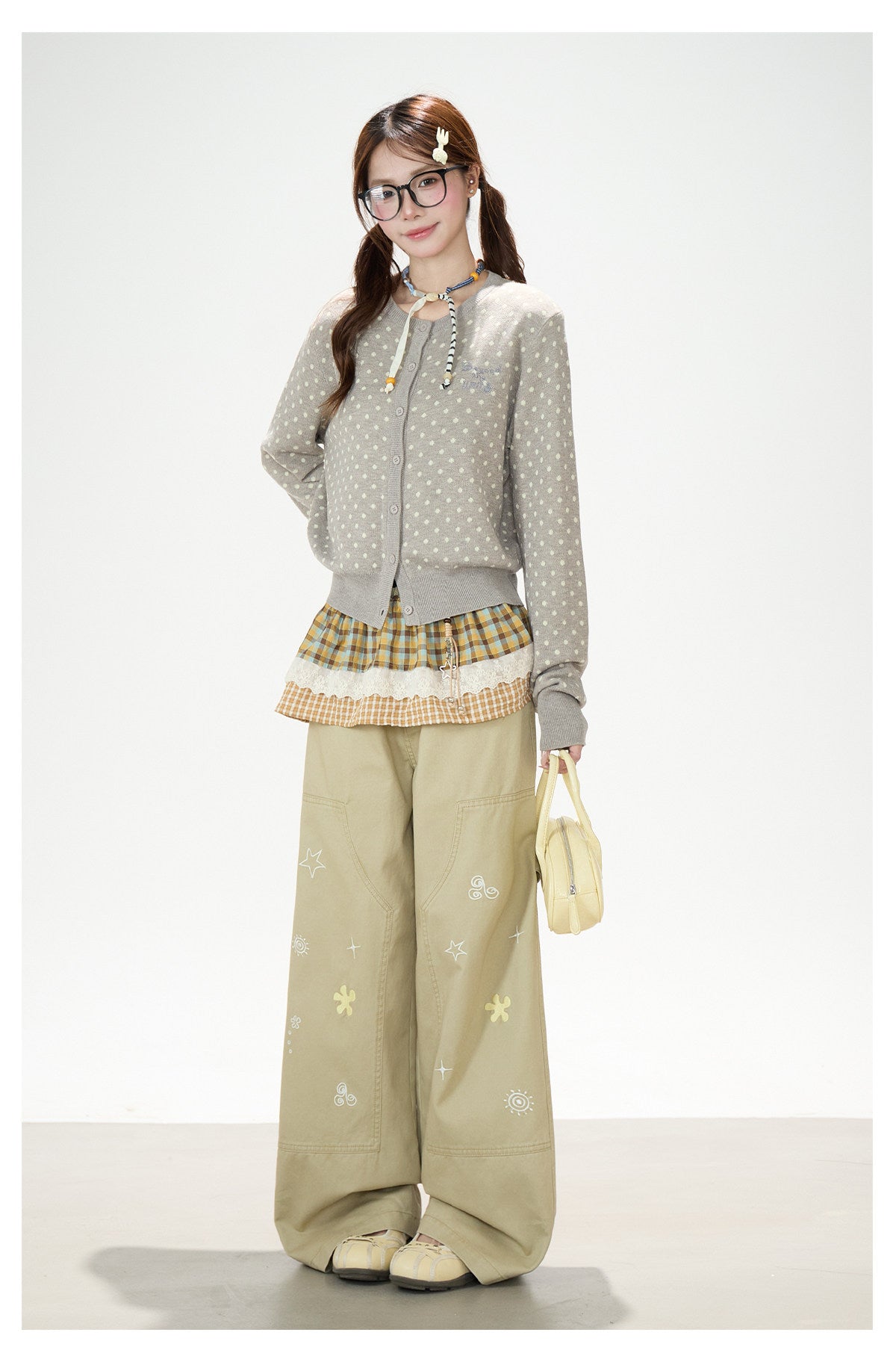 Playful Embroidered Wide-Leg Cargo Pants