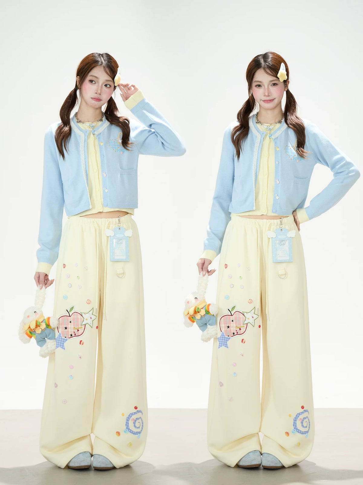 Apple Star Patch Wide-Leg Sweatpants