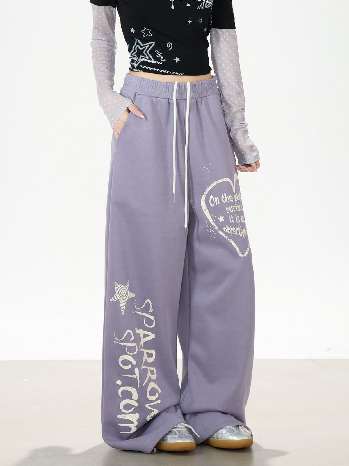 Heart Graffiti Wide-Leg Sweatpants