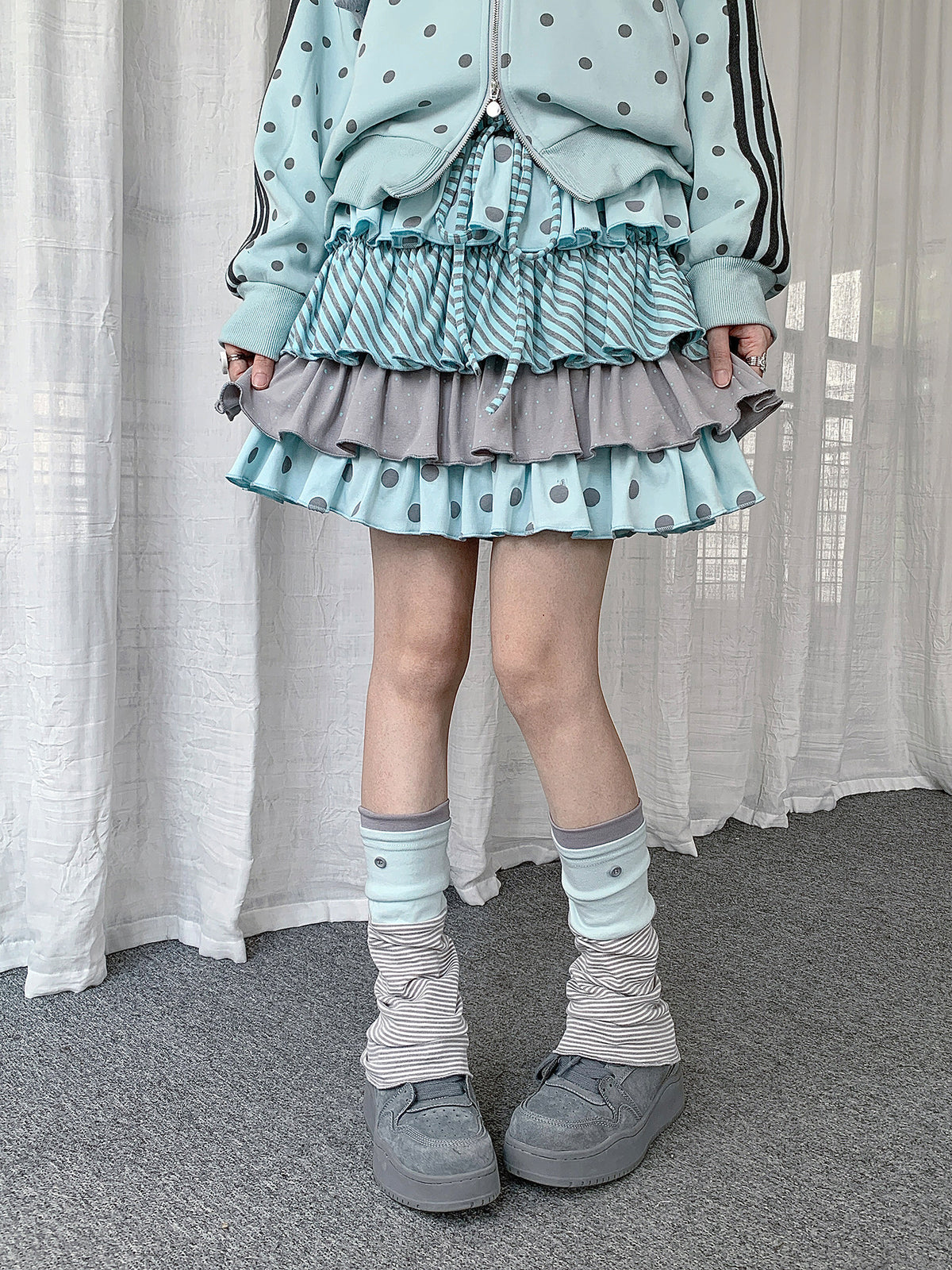 Mint Patchwork Slouch Leg Warmers