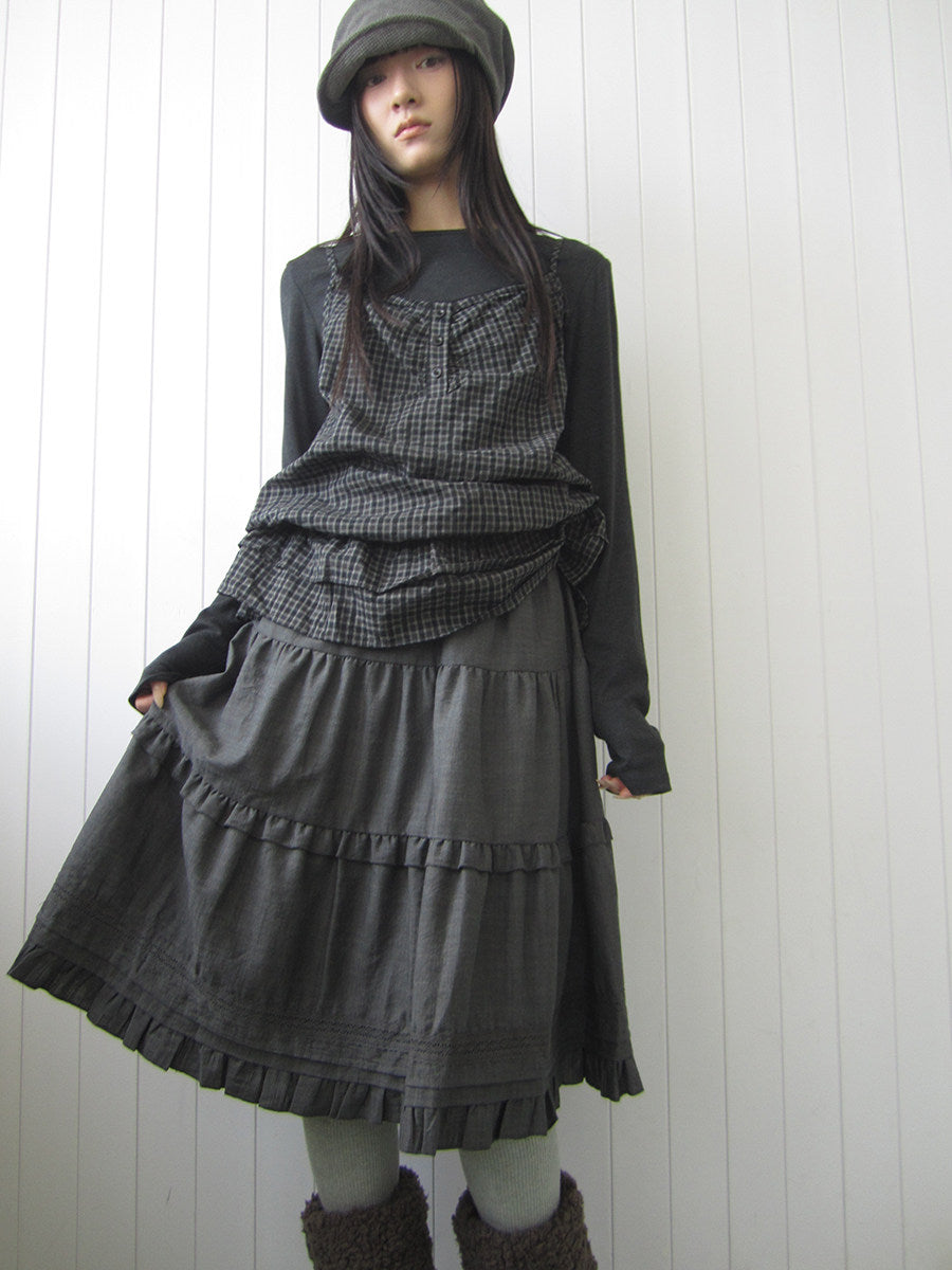 Ruffle-Trim Tiered Midi Skirt