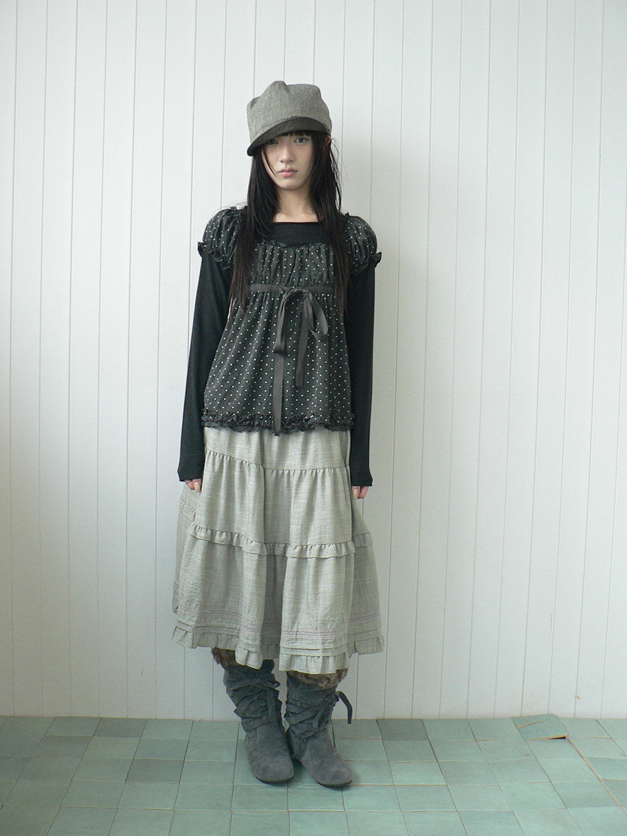 Ruffle-Trim Tiered Midi Skirt
