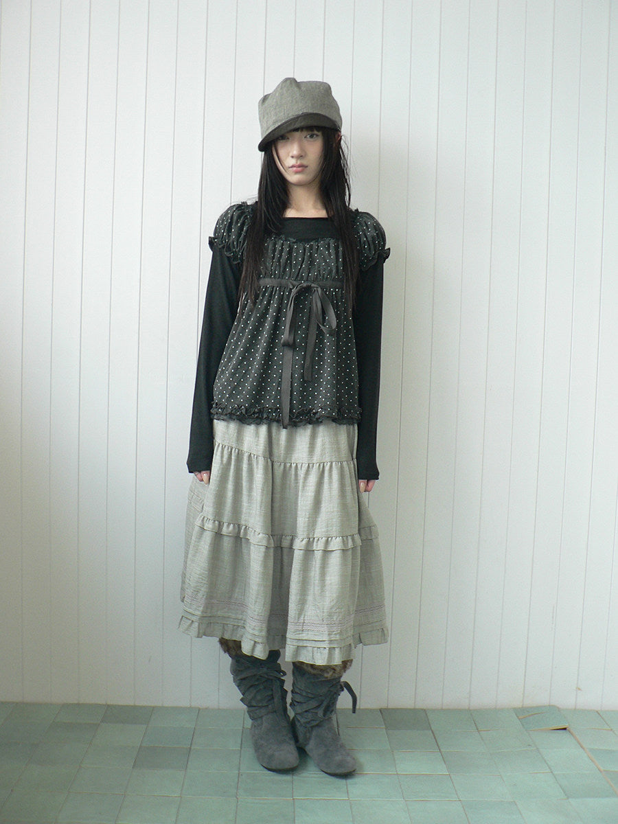 Ruffle-Trim Tiered Midi Skirt