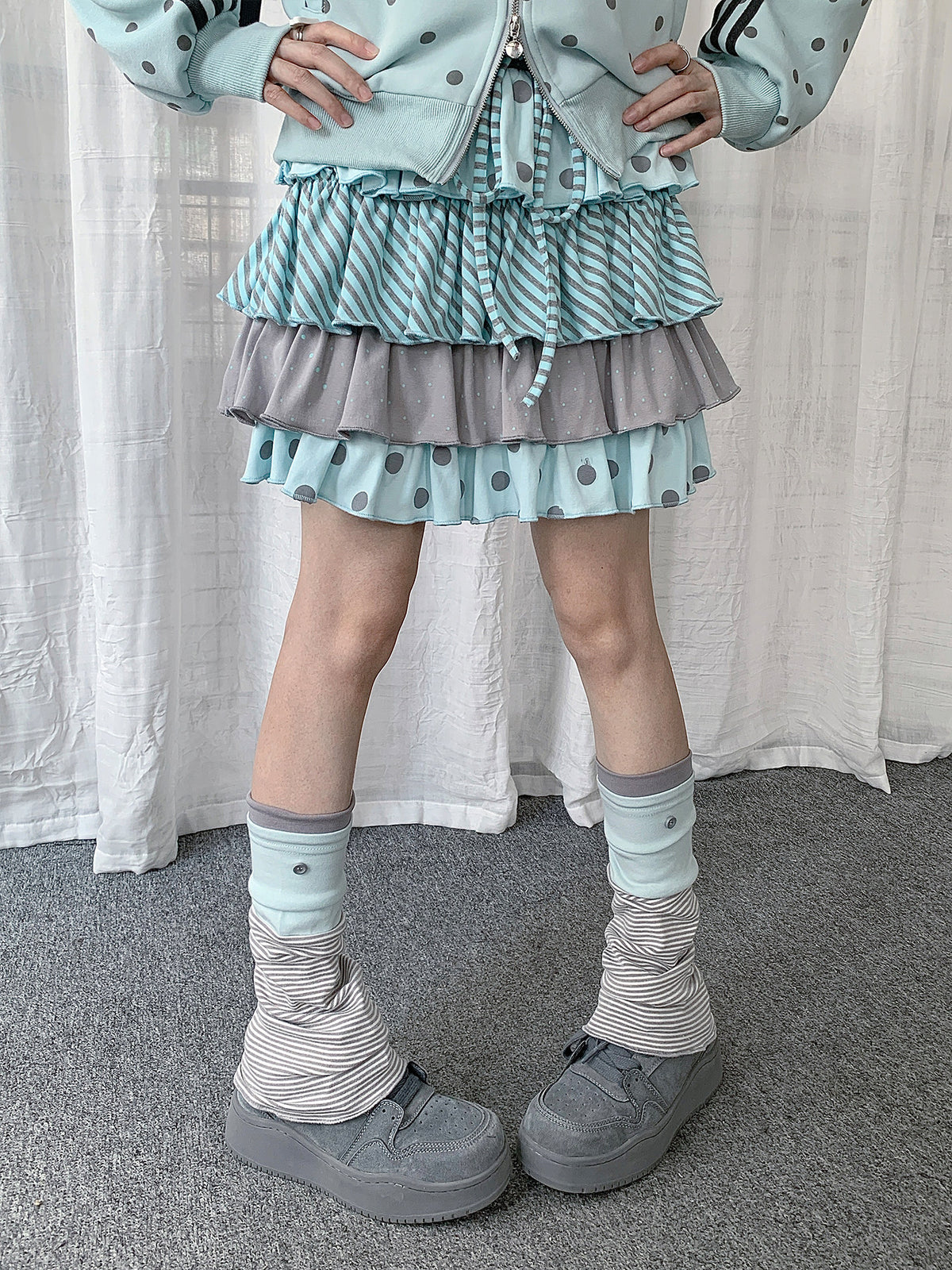 Mint Patchwork Slouch Leg Warmers