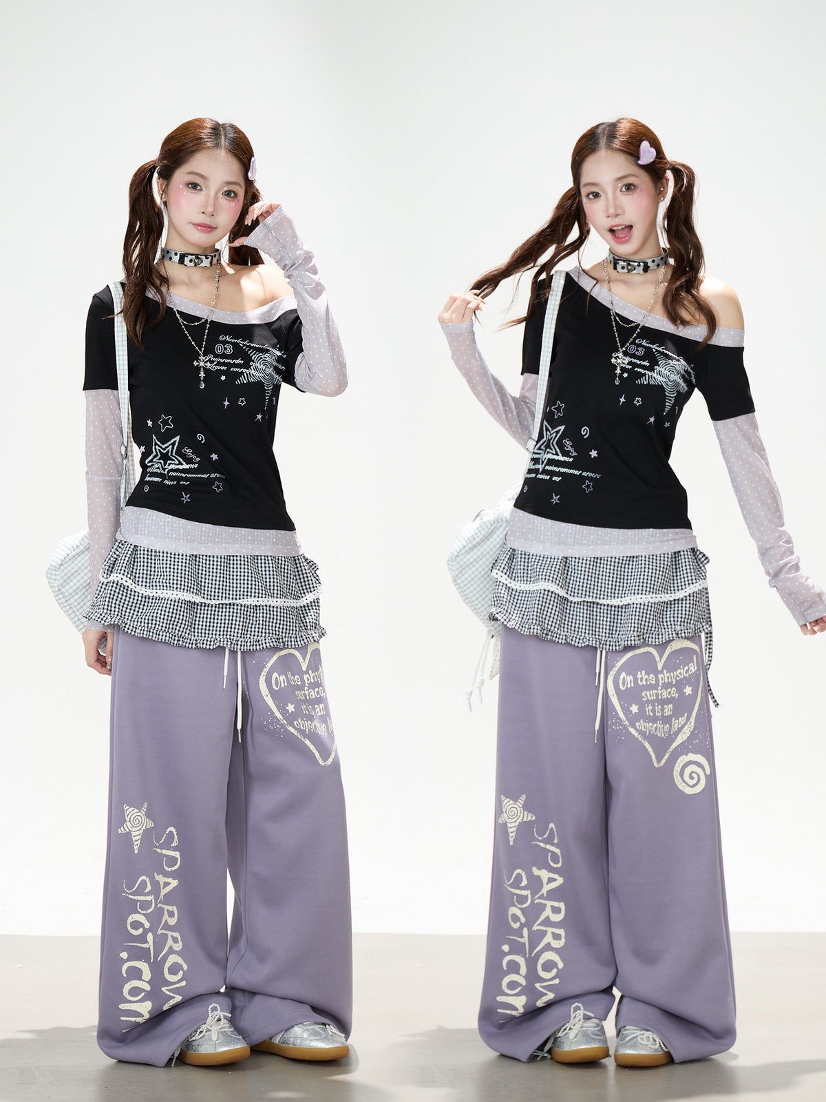 Heart Graffiti Wide-Leg Sweatpants