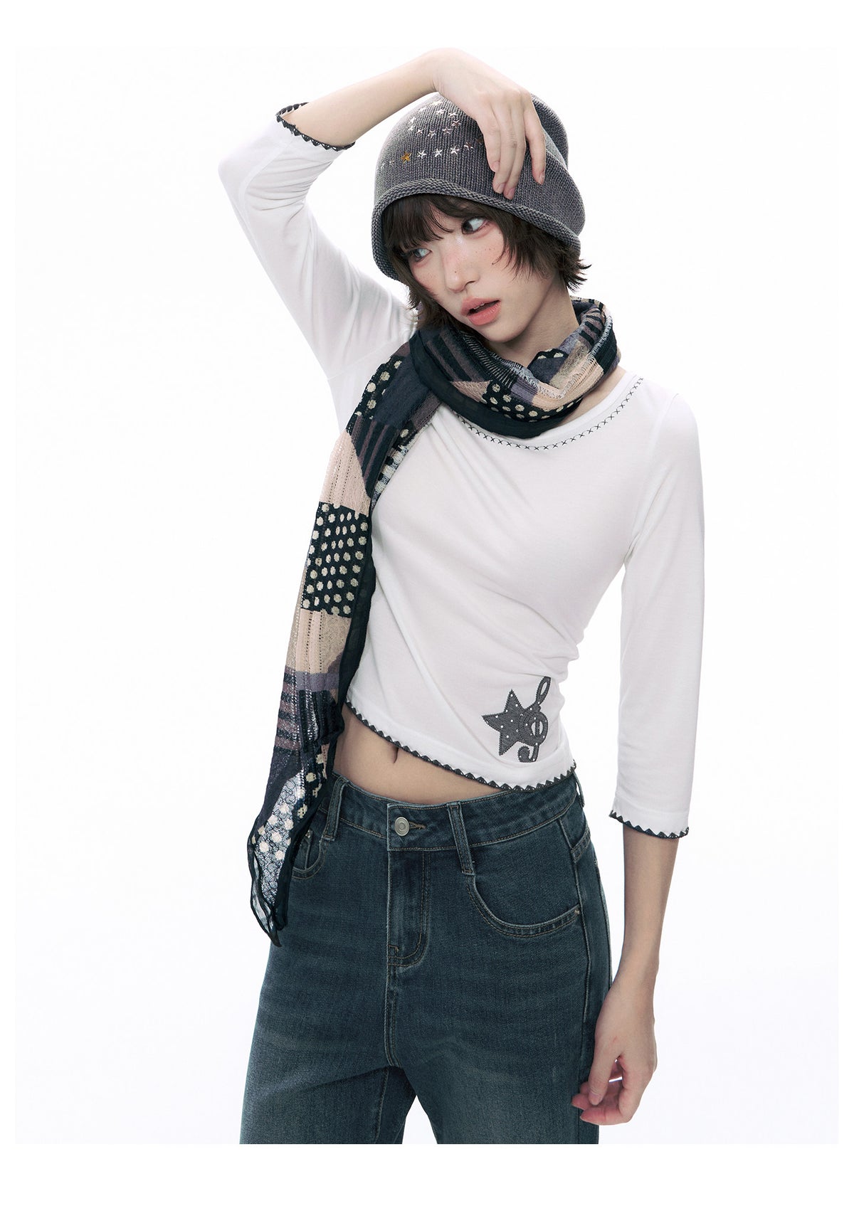 Music Star Back-Tie 3/4 Sleeve Top