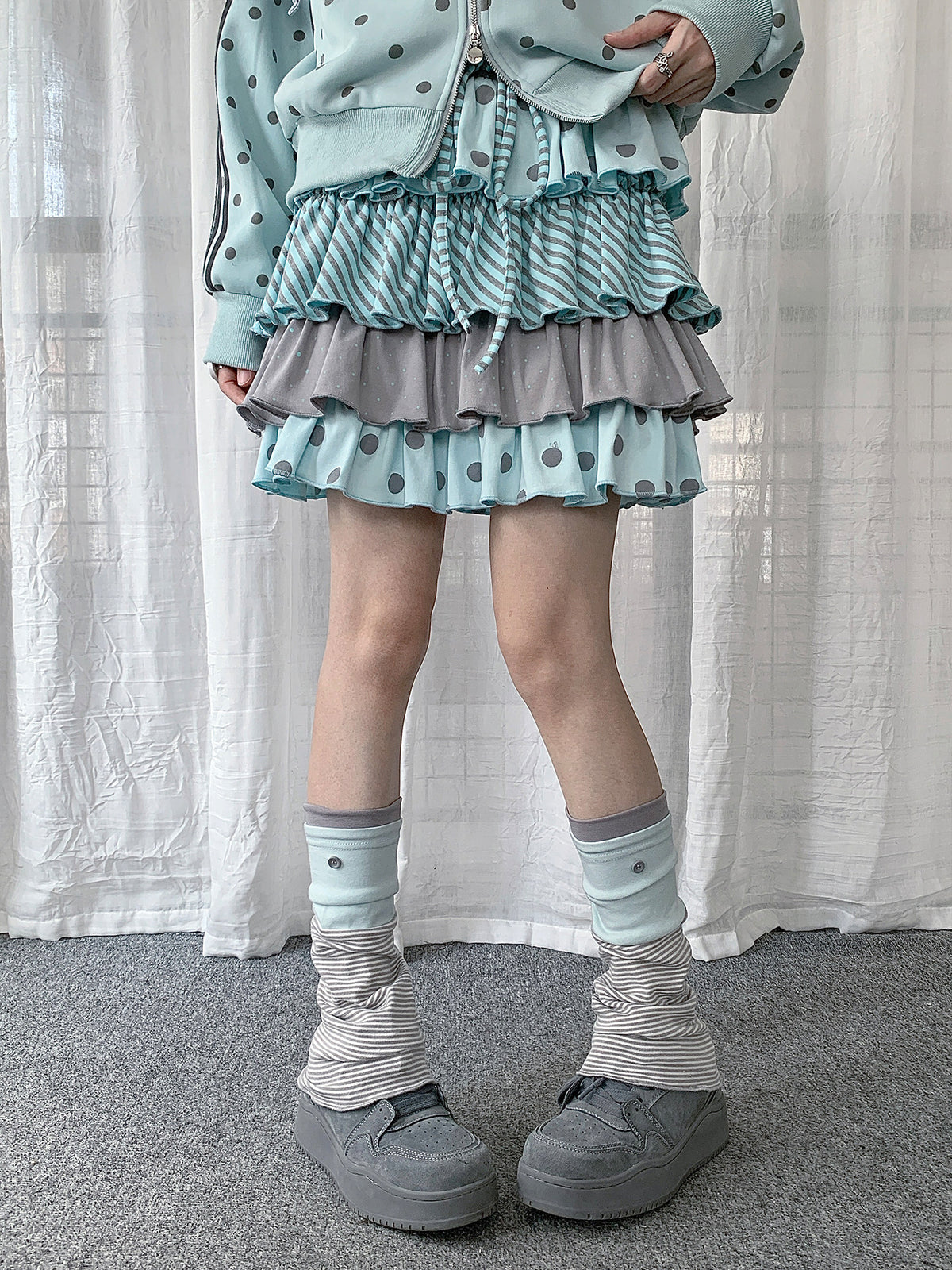 Mint Patchwork Slouch Leg Warmers