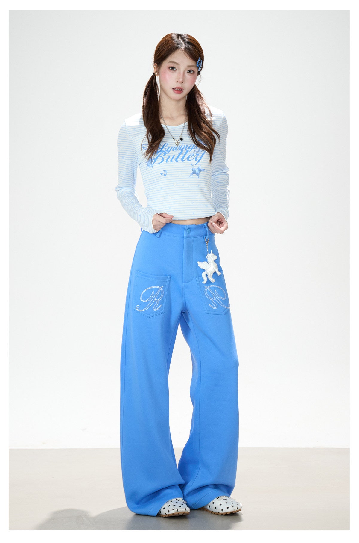 Star Stripe Long Sleeve Top & Utility Wide-Leg Cargo Pants
