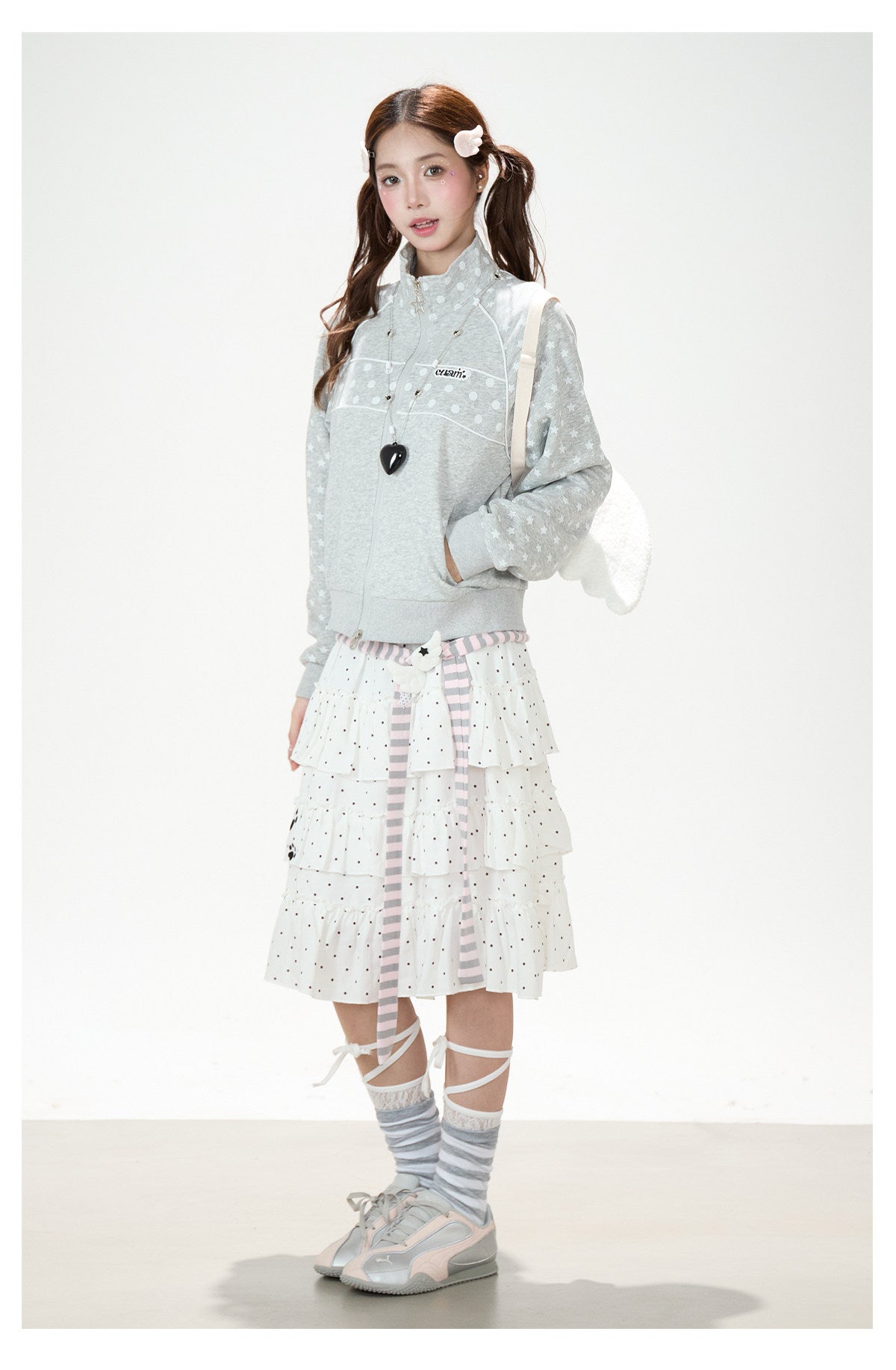 Polka-Dot Star Zip-Up Sweatshirt Jacket