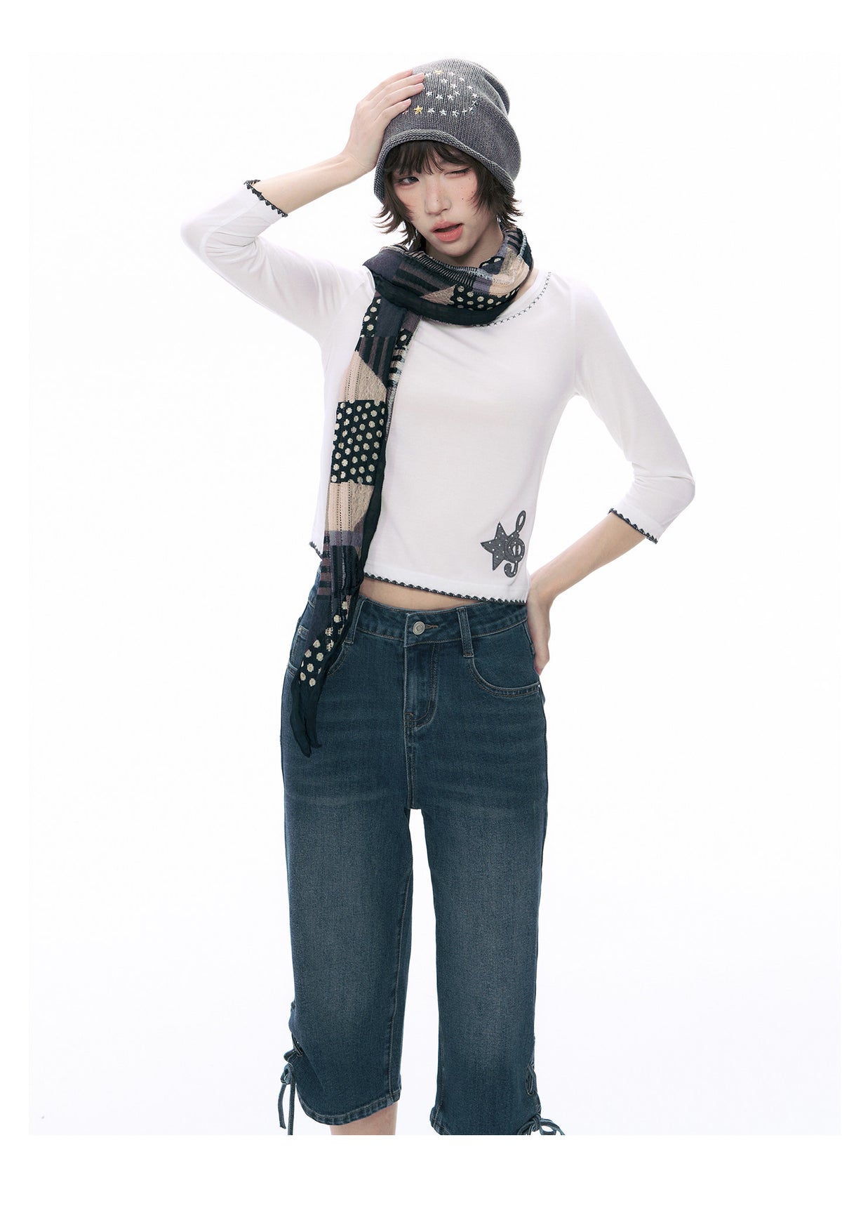 Music Star Back-Tie 3/4 Sleeve Top