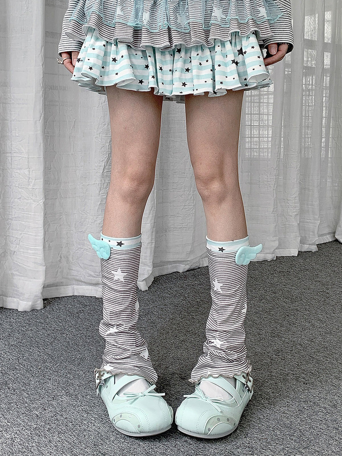 Winged Star Stripe Slouch Leg Warmers