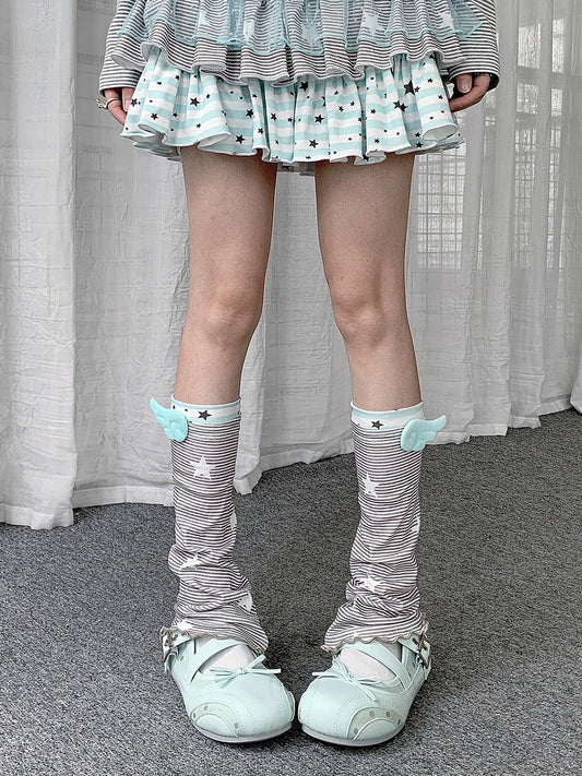 Winged Star Stripe Slouch Leg Warmers