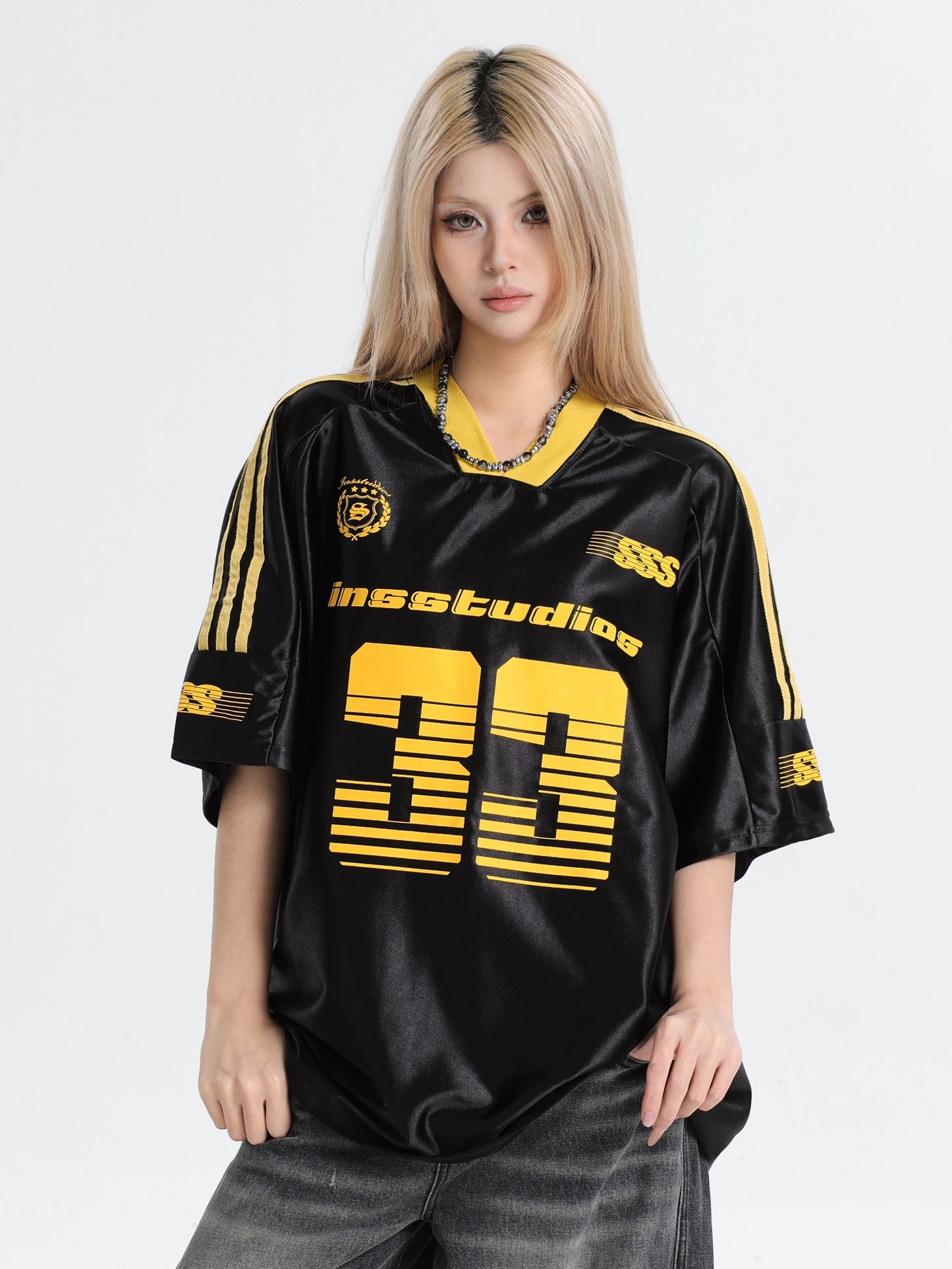 33 Ice Hockey Jersey — Glossy Finish V-Neck