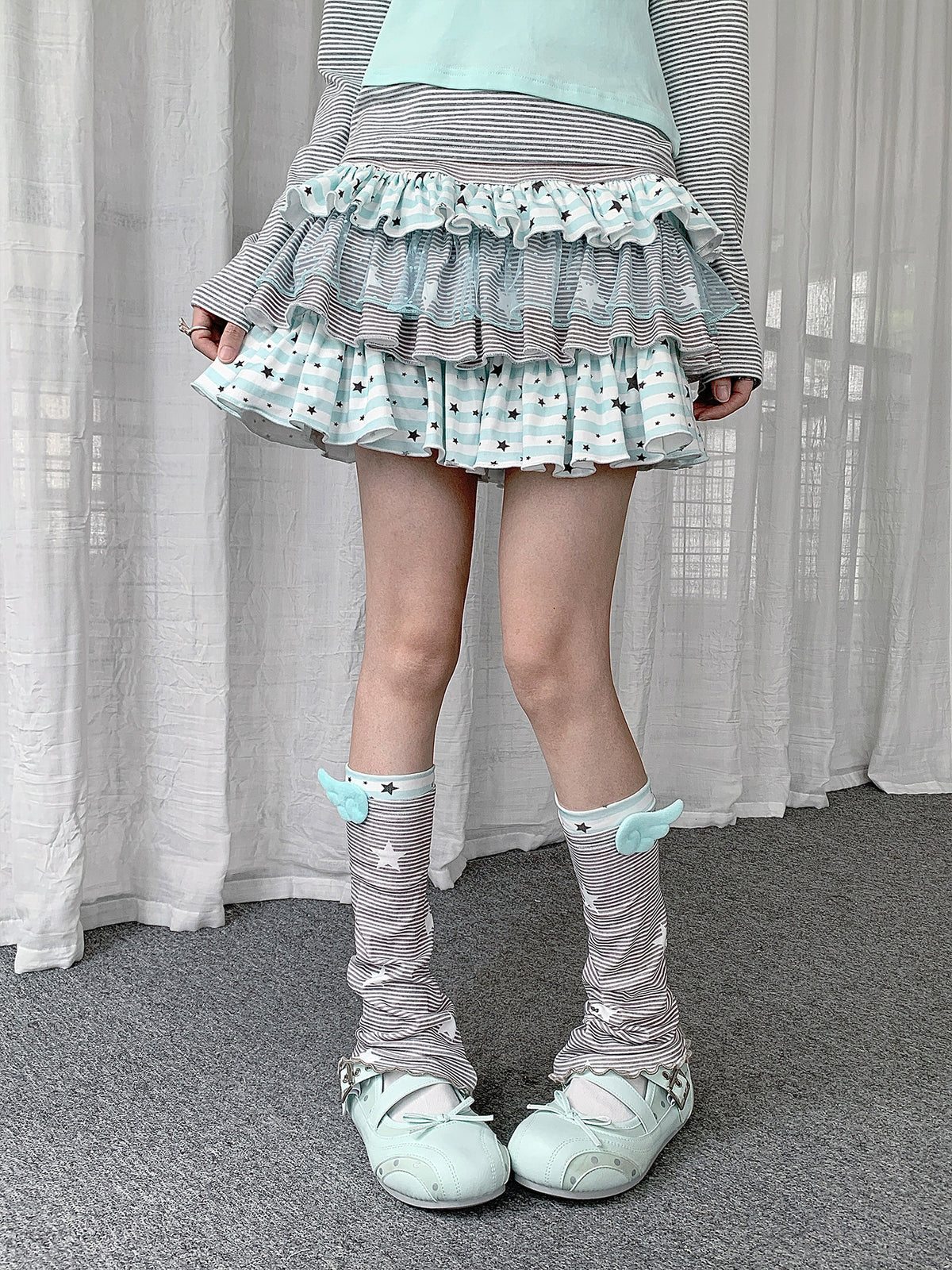 Winged Star Stripe Slouch Leg Warmers