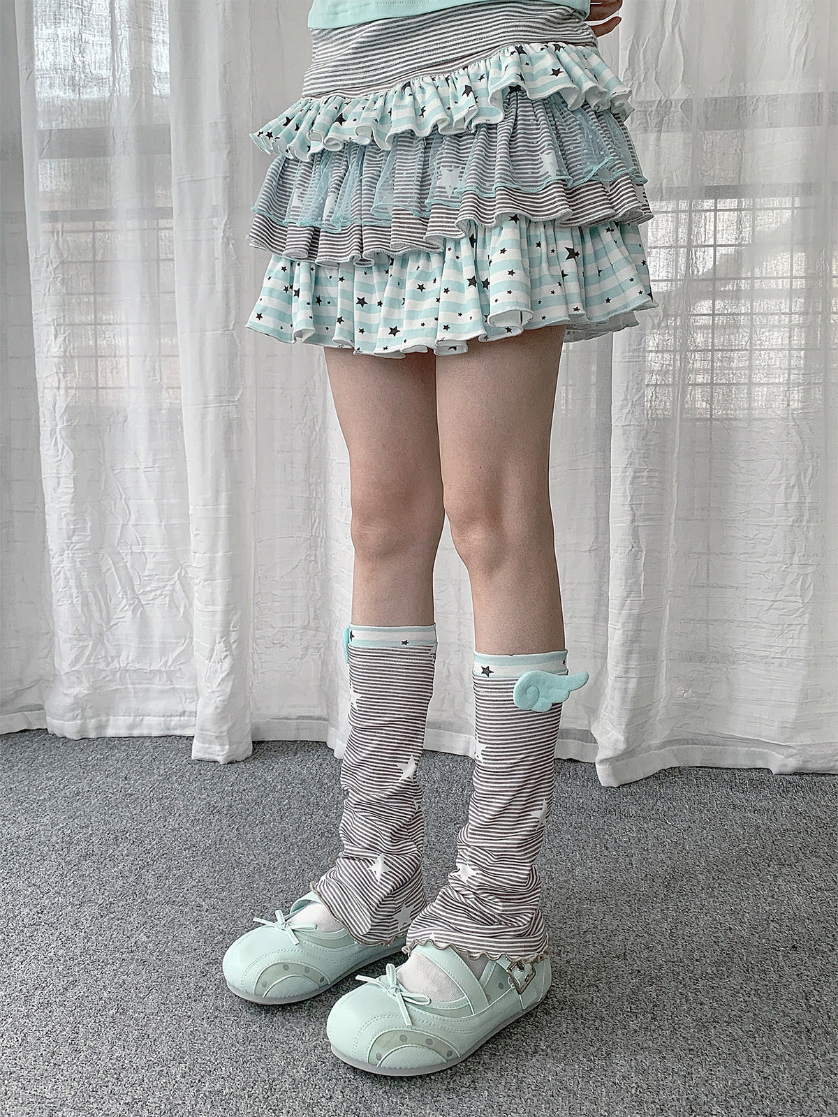 Winged Star Stripe Slouch Leg Warmers