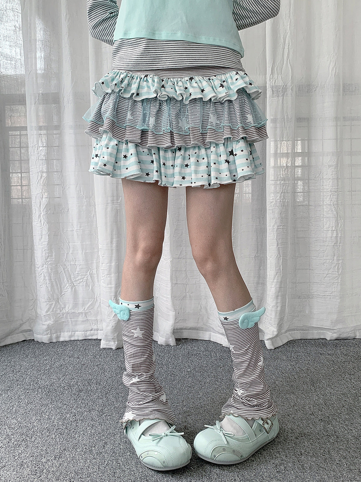 Winged Star Stripe Slouch Leg Warmers