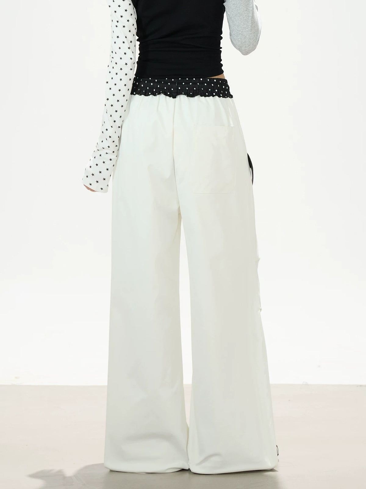 Star Polka-Dot Patchwork Wide-Leg Cargo Pants